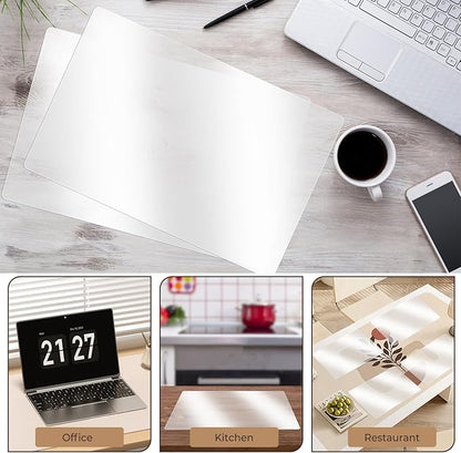 Tecmisse 10 PCS Plastic Placemat Heat Resistant Washable Table Mats, Clear Placemats for Table, Dining, Kitchen, Crafting and Shelf Liner, 17 x 11 Inch