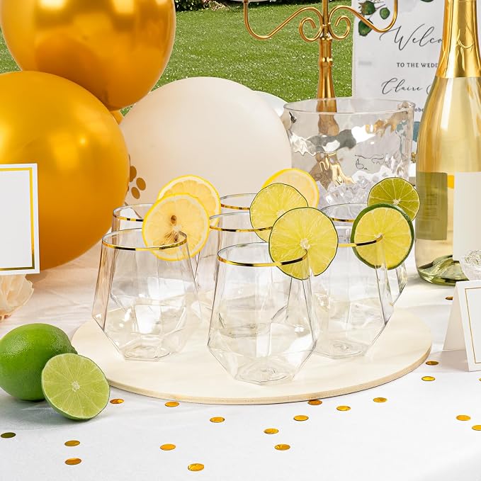 Goodluck 40PCS 12oz Diamond Stemless Plastic Wine Whiskey Glasses, Suitable - Image 6