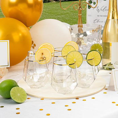 Goodluck 40PCS 12oz Diamond Stemless Plastic Wine Whiskey Glasses, Suitable - Image 6