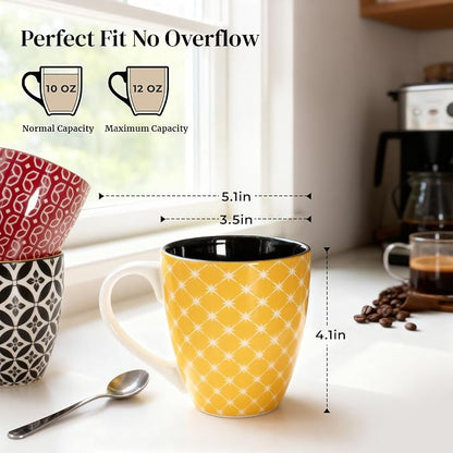 DOWAN Coffee Mugs Set of 6, 10 oz Porcelain Mugs, Cappuccino Cups, Ceramic Tea - Image 2