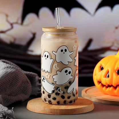 Halloween Ghost Fall Glass Cup - Image 3