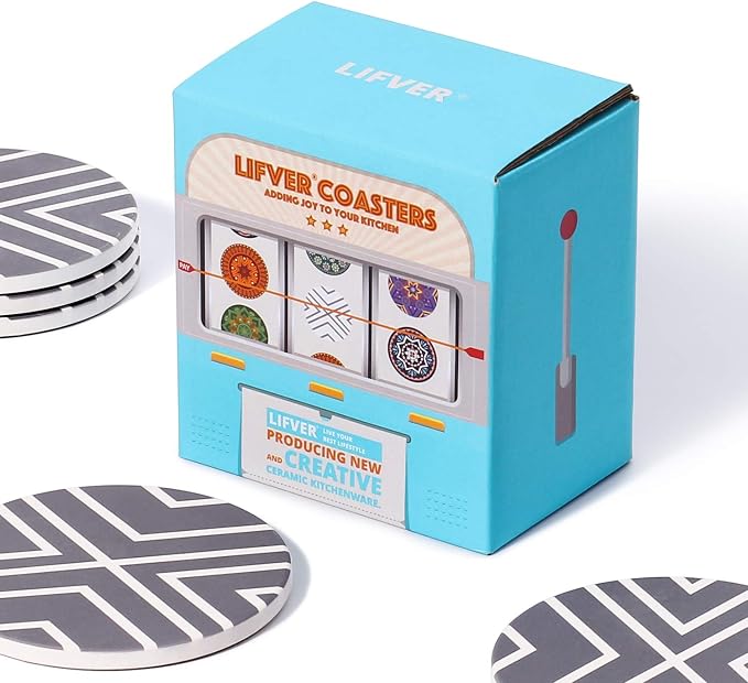 LIFVER Coasters for Drinks, Absorbent Coaster Set of 6 - Image 5