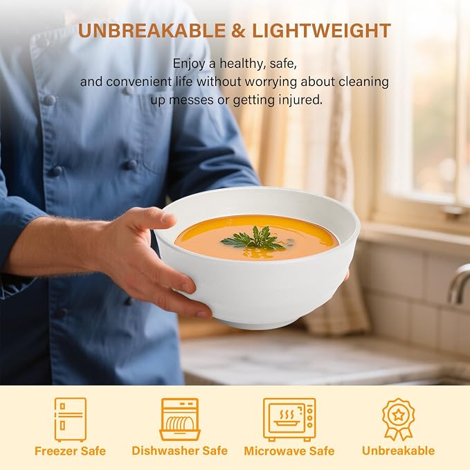 Wheat Straw Large Bowls 60 OZ Lightwewight Salad Bowls Unbreakable Serving Bowls - Image 5