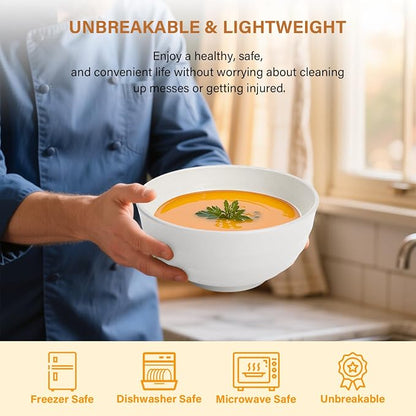 Wheat Straw Large Bowls 60 OZ Lightwewight Salad Bowls Unbreakable Serving Bowls - Image 5