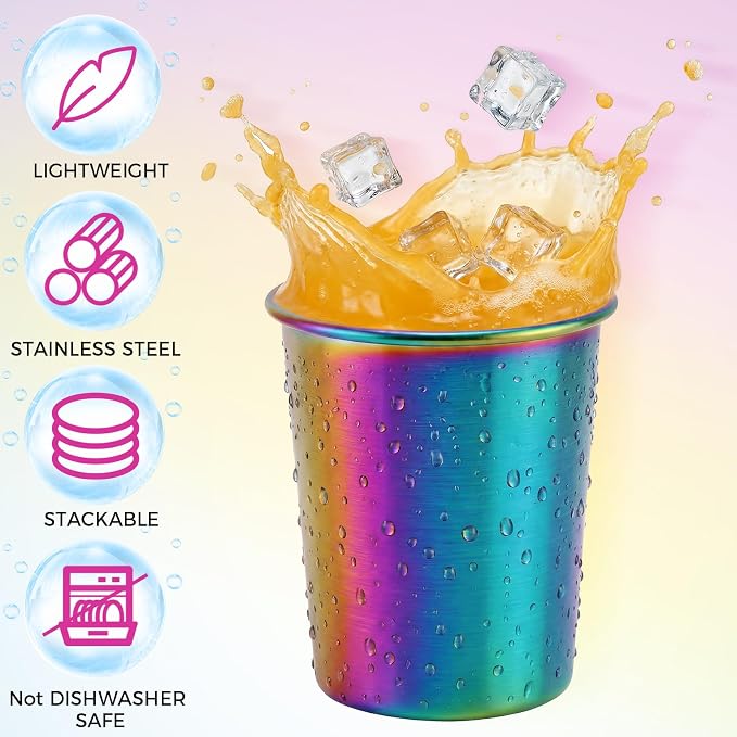 Mimorou 20 Pack 8 oz Stainless Steel Pint Cups Metal Cups Unbreakable Drinking - Image 3