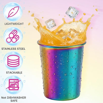 Mimorou 20 Pack 8 oz Stainless Steel Pint Cups Metal Cups Unbreakable Drinking - Image 3