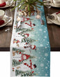 Teal Christmas Snowman Table Runner 70 Inches Long, Xmas Trees Snowflake Table by Unknown