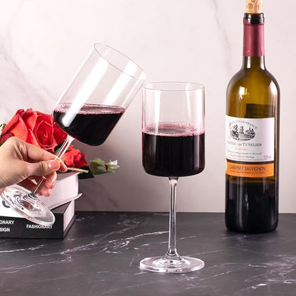 KAMMAK Wine Glasses Set of 2, 16 oz Hand Blown Crystal Bordeaux Wine Glasses, Thin Rim & Long Stem, Perfect for Red & White, Daily Use, Wedding Anniversary or Birthday Gift with Gift Box, S91BJ47