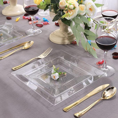 60PCS Clear Plastic Plates-9.5inch Square Disposable Plates - Image 5