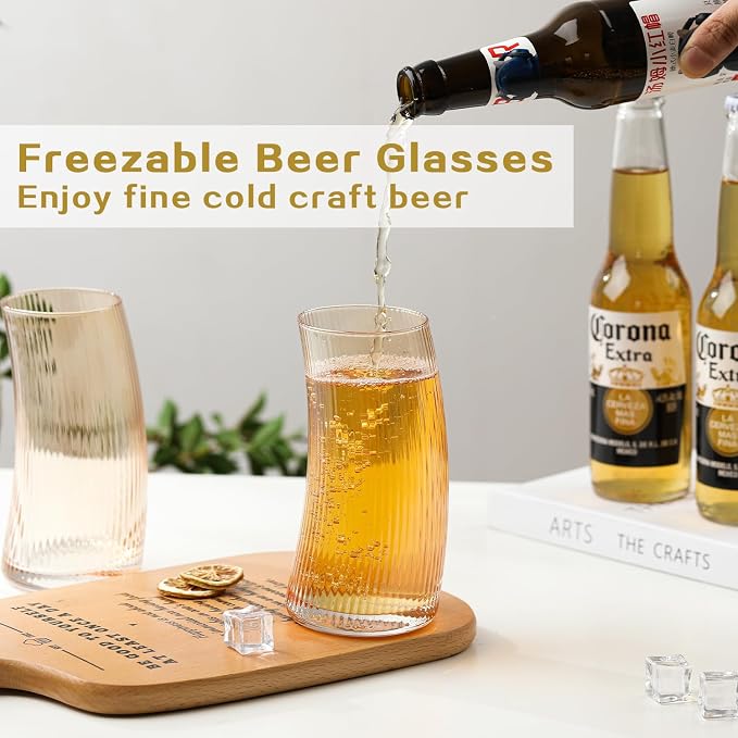 17.2oz Beer Glasses Set of 4, Large Beer Mugs - Image 5