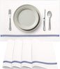 Premium Cloth Striped Placemats Set of 4 – 100% Soft Durable Jacquard Woven Cotton Table Placemats with Stain-Release Fabric – Machine Washable for Dining Table – Gentian Blue, 20"x14"