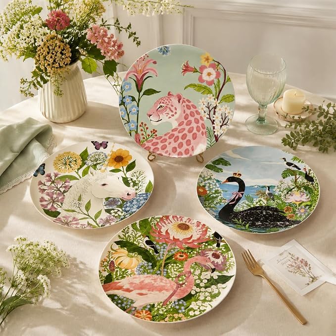 11 Inch Dinner Plates Set of 4, Ceramic Large Kitchen Plates | Ideal - Image 2
