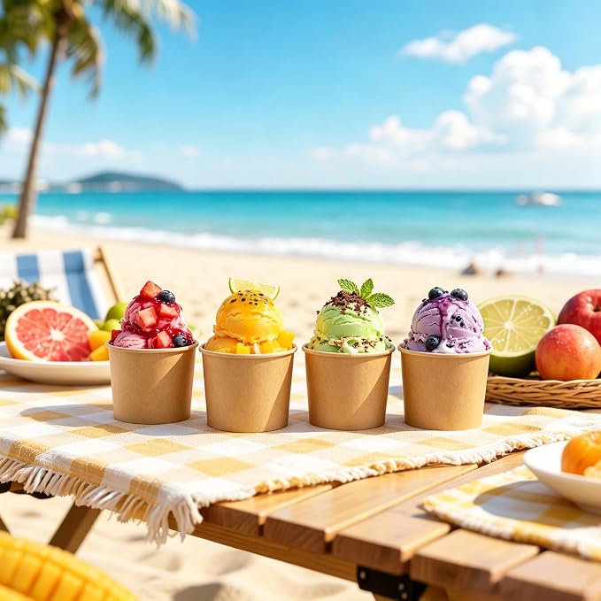 Lamosi Disposable Kraft Ice Cream Bowls 100 Count, 11 oz Paper Sundae Cups | - Image 5