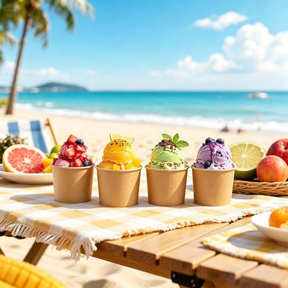 Lamosi Disposable Kraft Ice Cream Bowls 100 Count, 11 oz Paper Sundae Cups | - Image 5