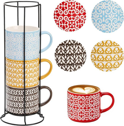 Hiceeden Set of 4 Stackable Coffee Mugs by Hiceeden