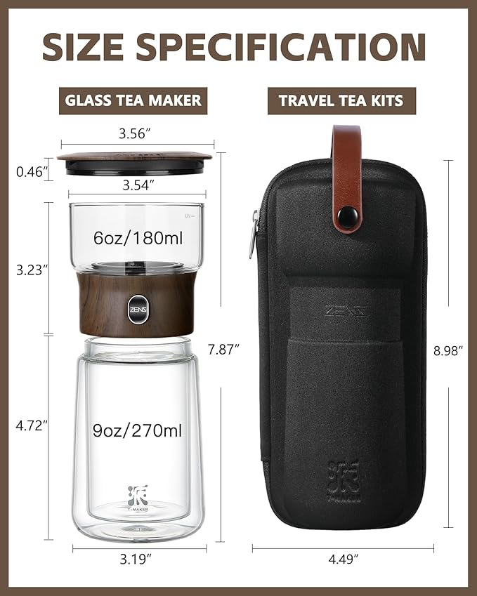 ZENS Glass Infuser Teapot, One Touch Tea Maker - Image 5