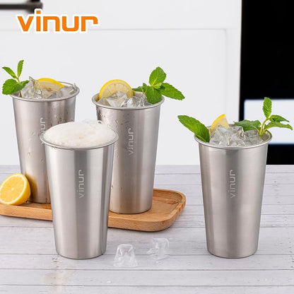 VINUR Stainless Steel Cups-20 oz Stackable Metal Drinking Glasses 4 Pcs | 20 oz - Image 7