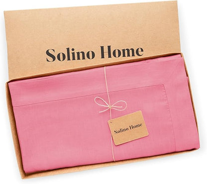 Solino Home Linen Tablecloth for Rectangle Tables 60 x 108 Inch - 100% Pure Linen Pink Carnation Table Cloth - Fete, Machine Washable Cloth Tablecloth for Valentines, Spring, Easter