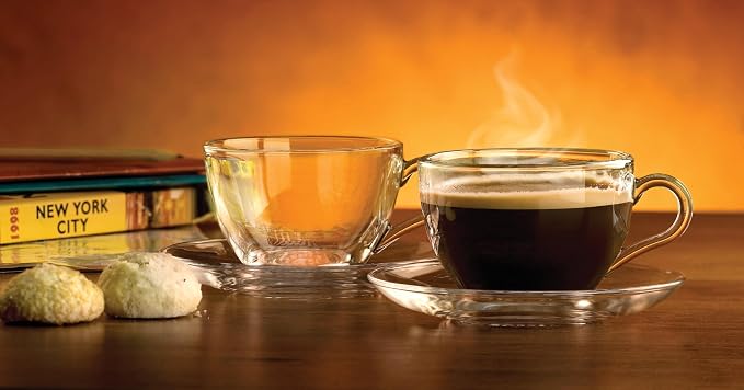 Pasabahce Premium Modern Turkish Tea Glasses & Saucers Set, 12 Piece Coffee - Image 4