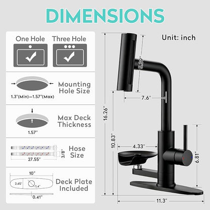 Waterfall Kitchen Faucet with Pull Down Sprayer & Glass Rinser | 4 Adjustable - Image 7