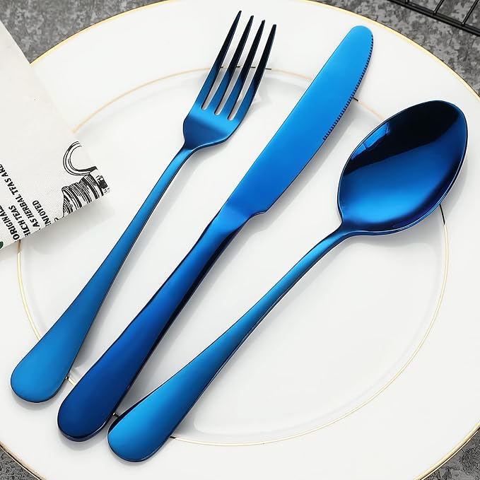 Blue Silverware Set Flatware Cutlery - Image 6