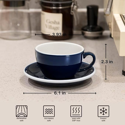 Loveramics Cappuccino Cup with Saucer, 8 oz Ceramic Coffee cup with Round Bottom - Image 4