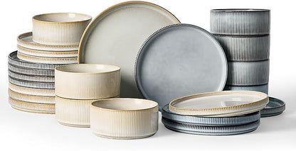 Famiware Star Ceramic Plates and Bowls Sets, Reactive Glaze Dishes by Famiware