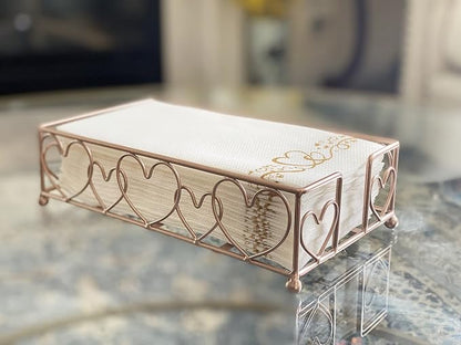 Rose Gold Loving Heart Elegant Sturdy Guest Napkin Holder | Disposable Paper - Image 5