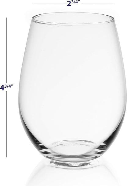 JoyJolt Stemless Wine Glasses Set of 4 – 19 oz Clear Glass Tumblers - Image 4