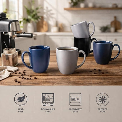 AmorArc 16 oz Coffee Mugs Set of 6, Large Ceramic Coffee Cups Set | Classic - Image 3