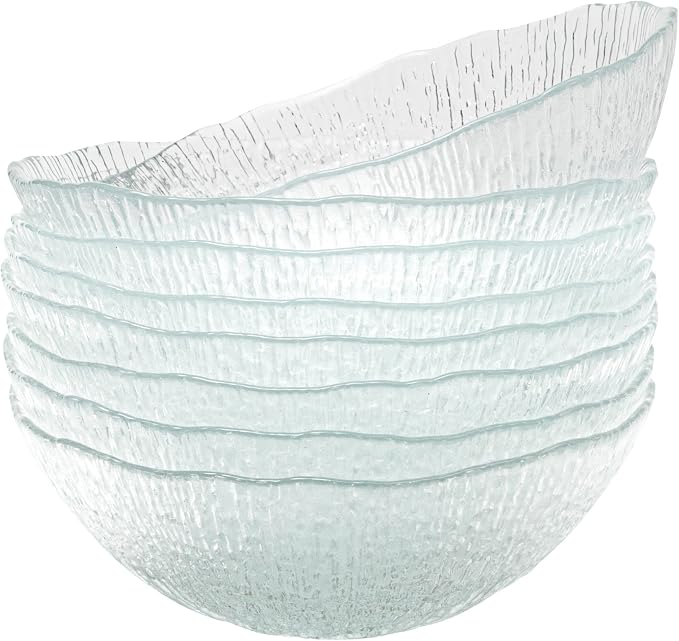 Vikko Soup Bowls, 6.5 Inch Salad Bowls, Glass Soup Bowls, Elegant Textured by Vikko