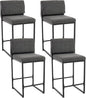 Modern Barstools Set of 4, 26” Upholstered Counter Height Bar Stools Sherpa Fabric Counter Stools with Padded Back Metal Frame for Kitchen Island Dining Room, Black