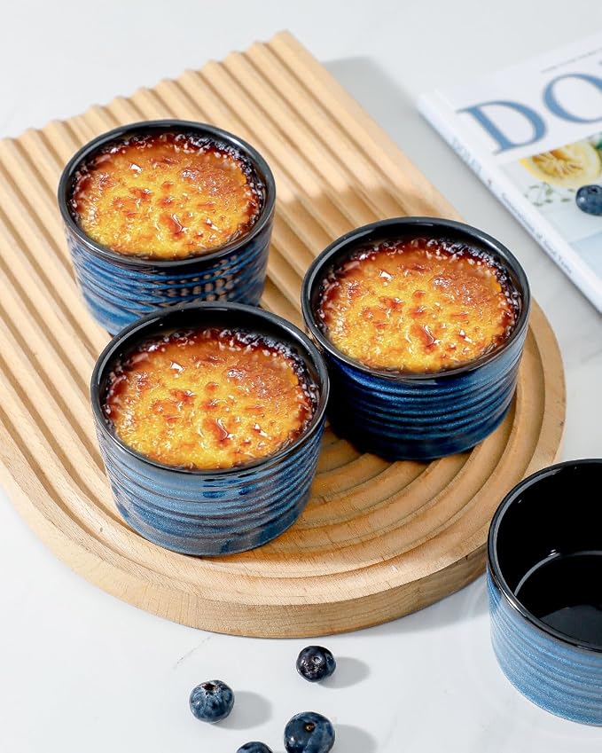 Ramekins 8 oz Oven Safe, Porcelain Creme Custard Cups - Image 3