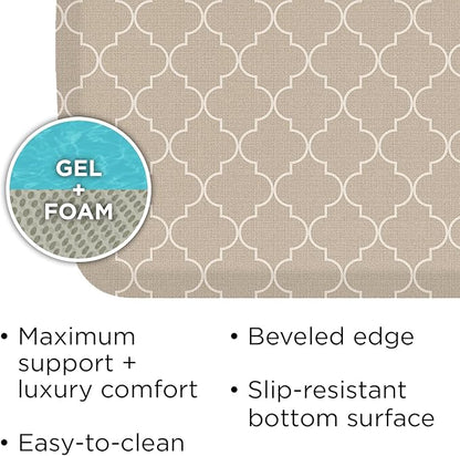 GelPro Elite Premier Anti-Fatigue Kitchen Comfort Floor Mat, 20x48”, Trellis Khaki Stain Resistant Surface with Therapeutic Gel and Energy-Return Foam for Health and Wellness