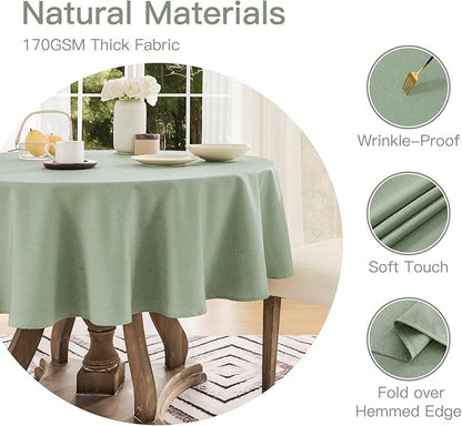 Tablecloth Linen Textured Waterproof & Stain Resistant Table Cloth Wrinkle Free Decorative Fabric Farmhouse Table Cover for Dining/Party/Buffet/Wedding, 60 x 60 Inch, Sage Green