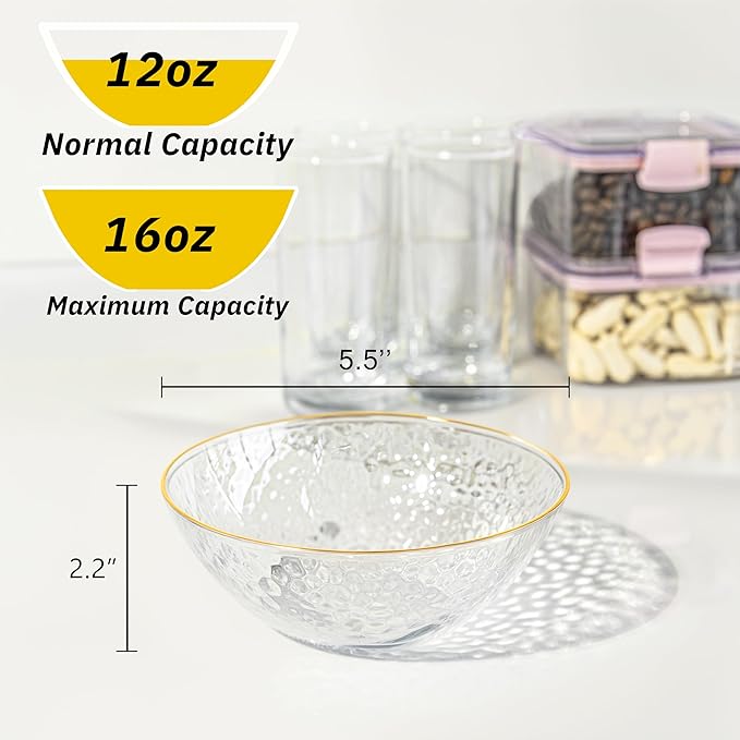 Rubtlamp 50 Pack Clear Disposable Bowls, 12-16oz Premium Heavy Duty Plastic - Image 2