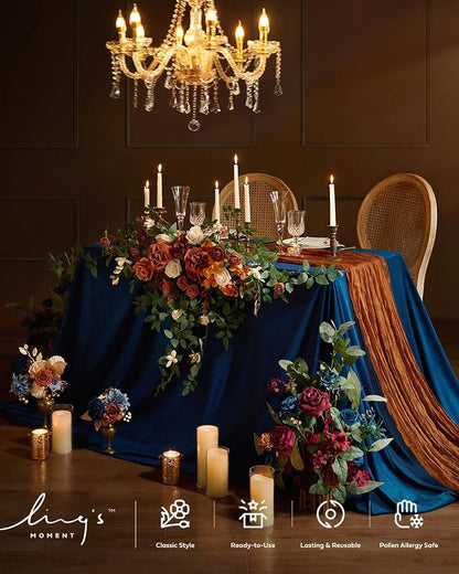 Ling's Moment Terracotta Cheesecloth Table Runner, 120 Inch, Burnt Orange | 10FT - Image 3