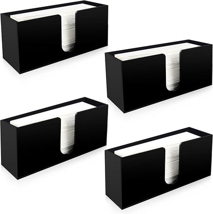 Paper Towel Holder for Countertop, Black Acrylic Napkin Dispenser – Fits Multifold, C-Fold & Z-Fold Trifold Towels, Durable 5mm Thick for Bathroom, Kitchen, Restaurant & Toilet(4pcs)