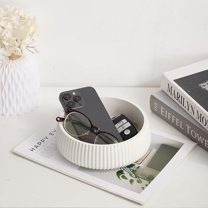 Concrete Key Bowl for Entryway Table, Ivory White | Warm White Tone - Image 7