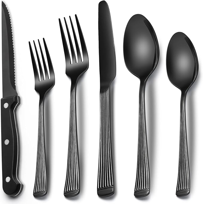 EWFEN 24-Piece Black Silverware Set by EWFEN
