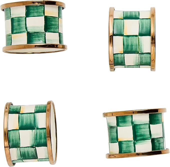 MACKENZIE-CHILDS Set of 4 Enamel Napkin Rings, Napkin-Holder Ring Set by Unknown