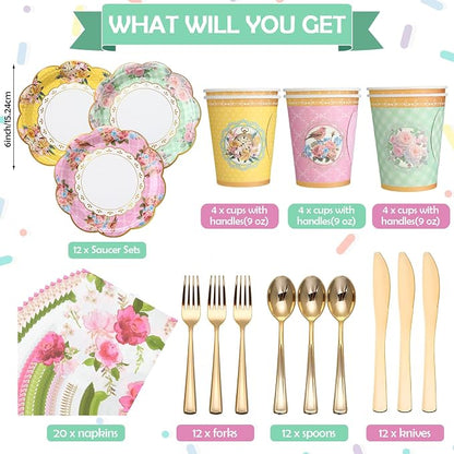 Layhit 83 Pcs Disposable Tea Party Set - Image 2