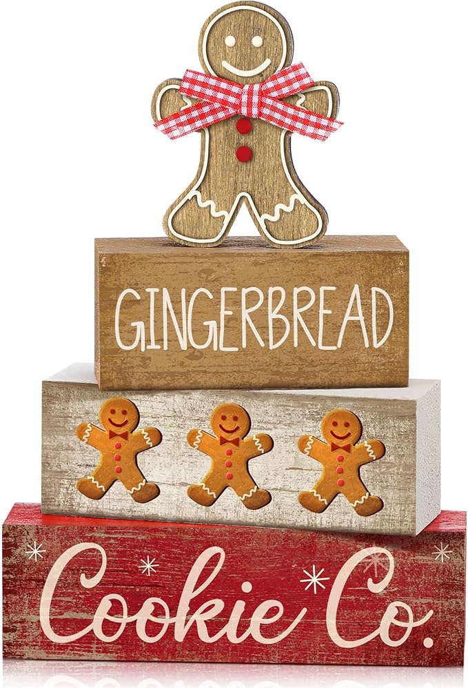 Moucuny 4 Pcs Christmas Table Decor Gingerbread Man Decoration Christmas by Moucuny