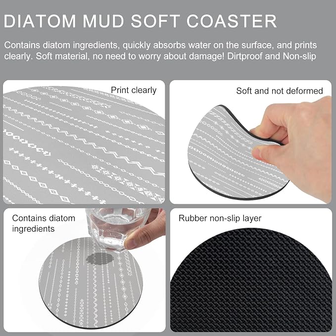 Modern Minimalist Art Coasters Set of 6, Absorbent Coasters - Image 9