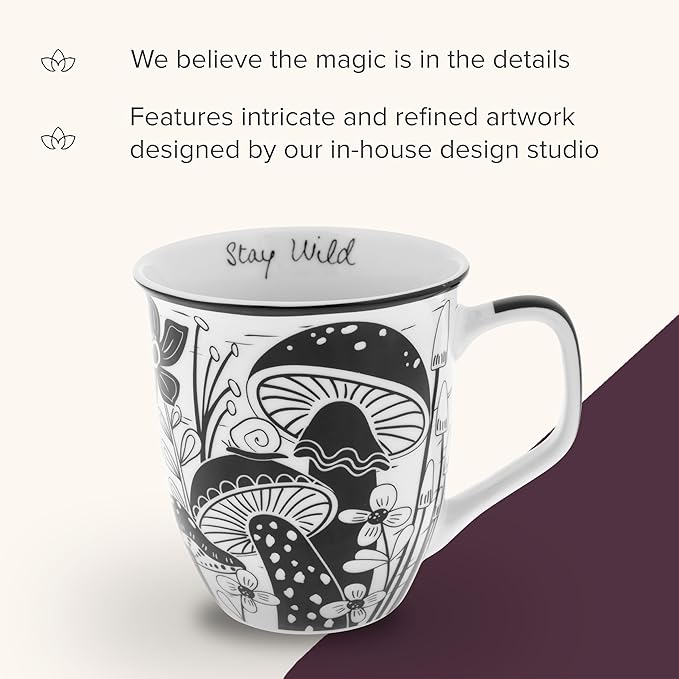 Karma Gifts 14 oz Black and White Boho Mug Celestial - Image 5
