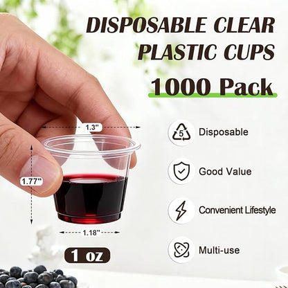 Lamosi 1000 Count 1 oz Plastic Shot Glasses Disposable, Jello Shot Cups | - Image 2
