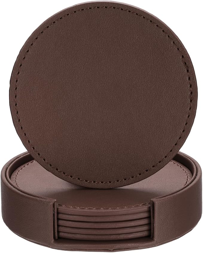 uxcell 1 Set Leather Coasters for Drinks, Drink Coasters by uxcell