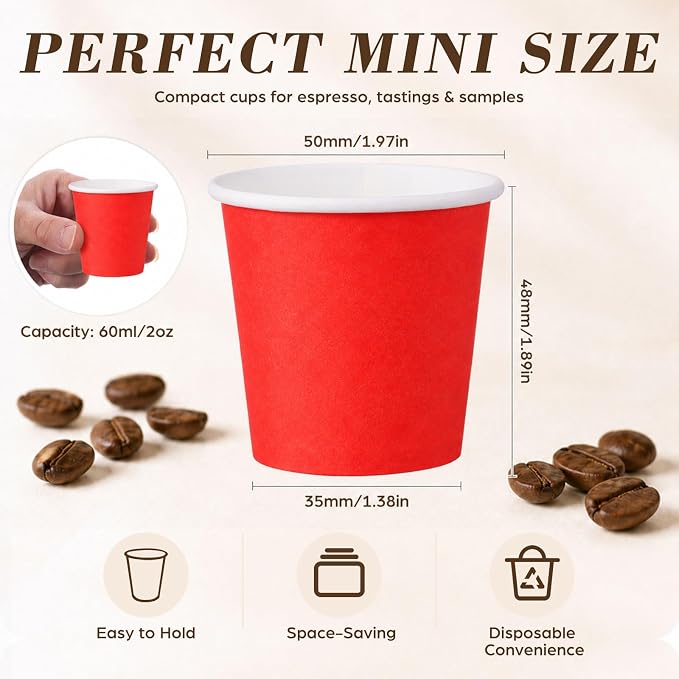 200 Pcs Mini Coffee Cups Brown Culture Cup 2oz Disposable Bathroom Cups Paper - Image 3