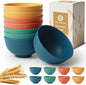 Wheat Straw Bowls, 10 OZ Snack Bowl Set of 8, Unbreakable Small Bowl, by BUSOKIP