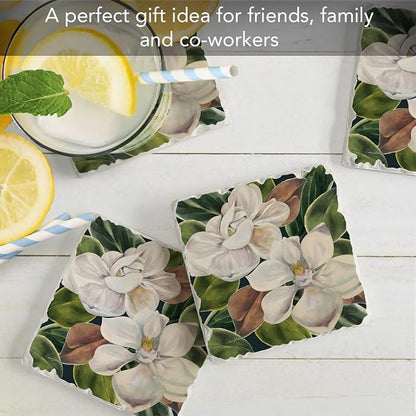 Thirstystone Magnolia Blossoms 4 Pack Tumbled Tile Stone Coasters | 4" Square - Image 7